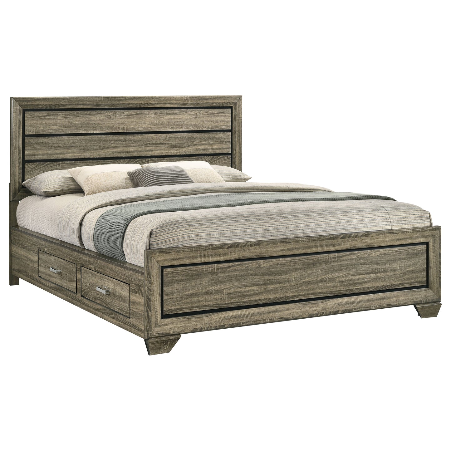 Kauffman Wood California King Storage Panel Bed Washed Taupe