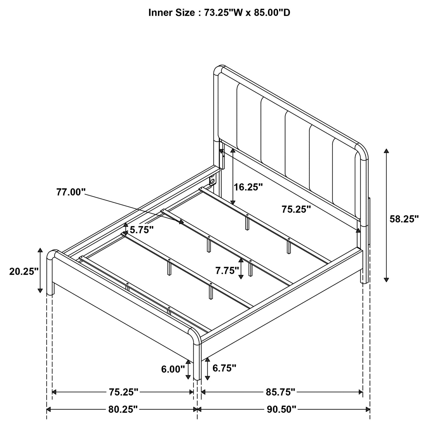 Amsbury 59-inch Upholstered California King Bed Nutmeg