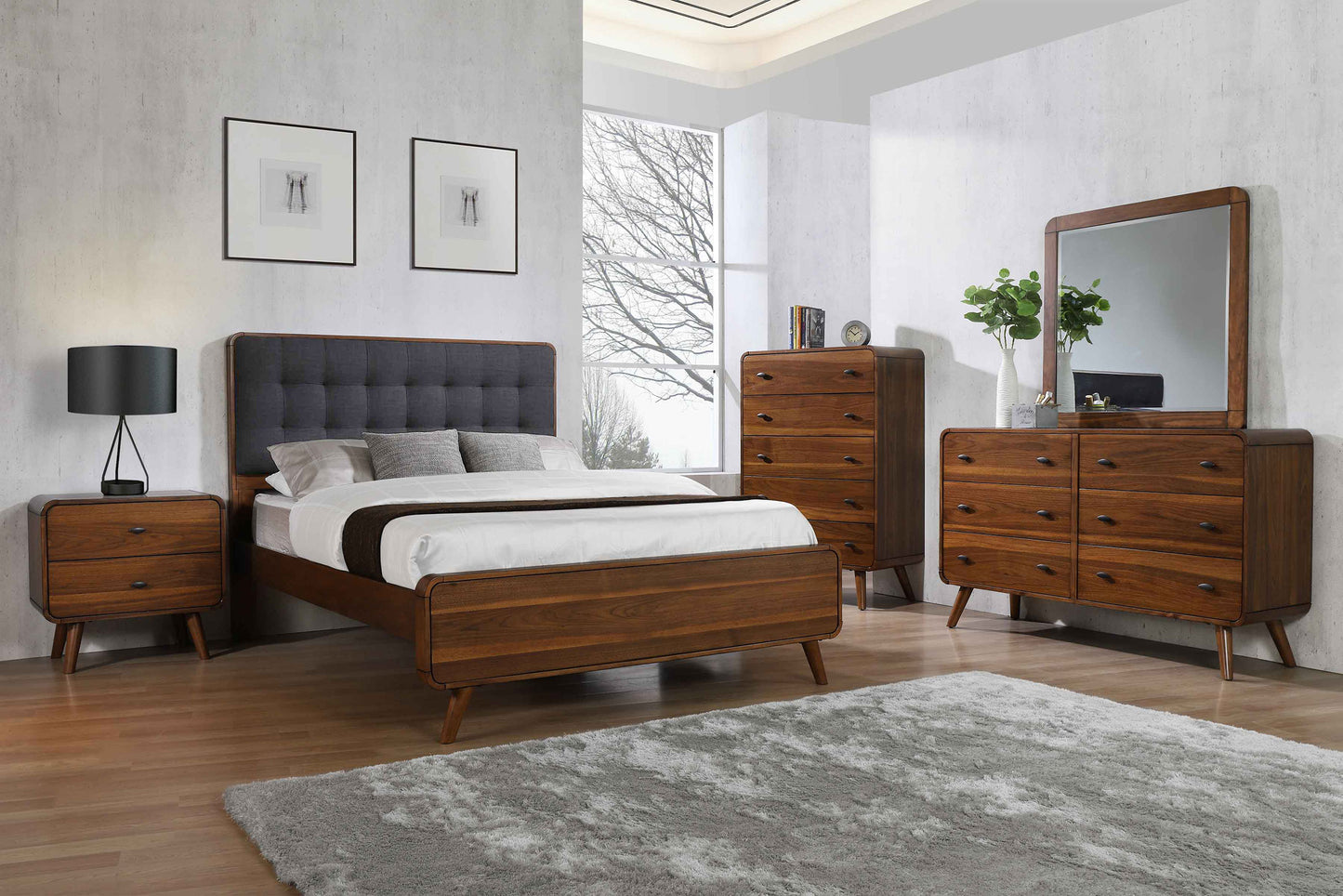 Robyn Wood Eastern King Panel Bed Dark Walnut