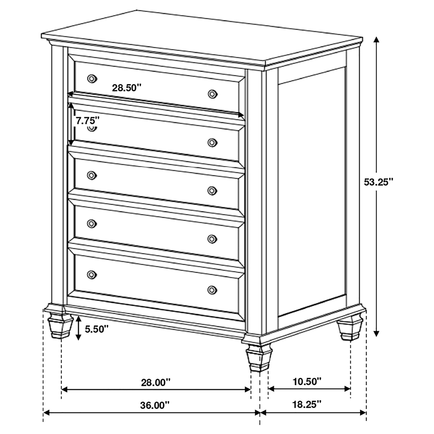 Sandy Beach 5-piece Eastern King Bedroom Set Cream White