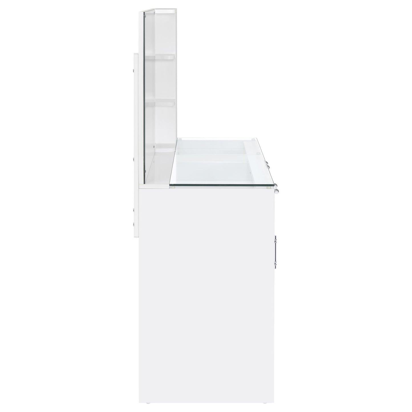 Flora 2-drawer Vanity Set with LED Mirror White High Gloss