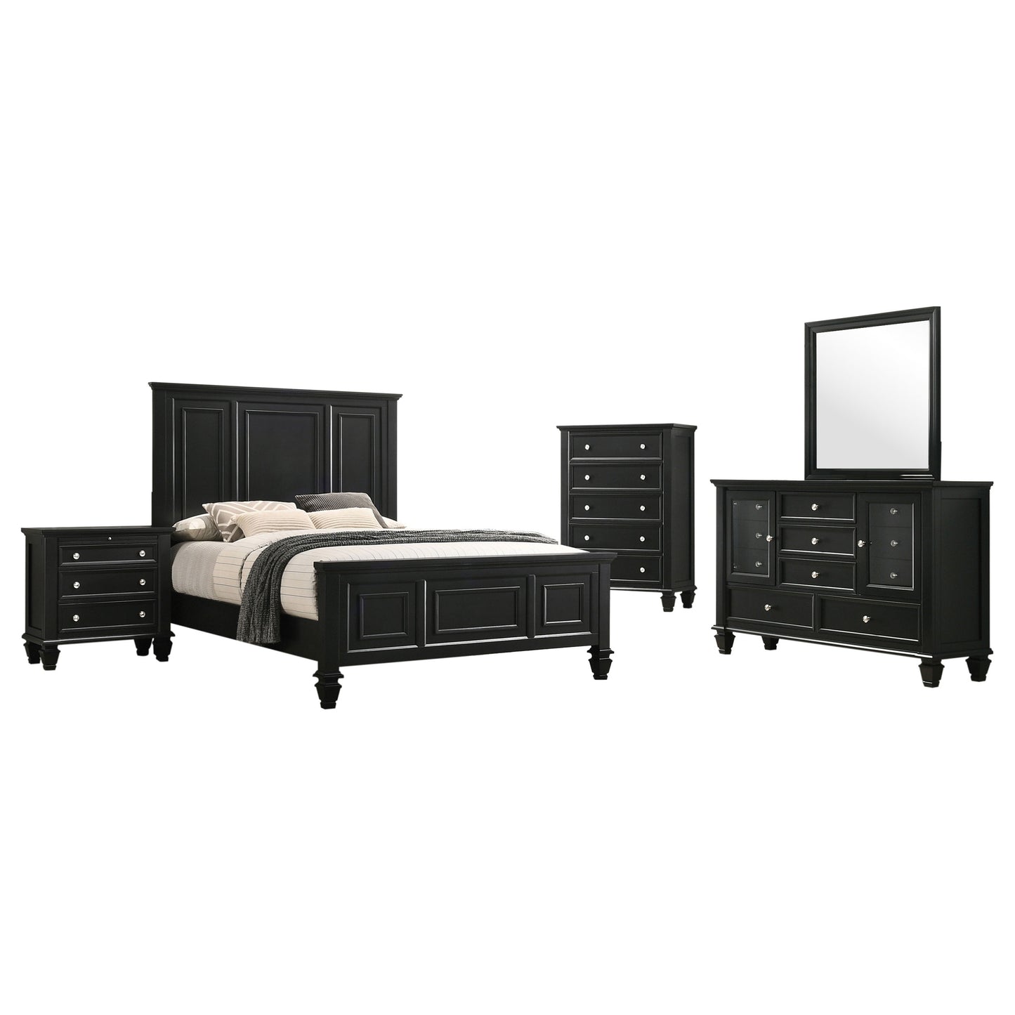 Sandy Beach 5-piece Eastern King Bedroom Set Black