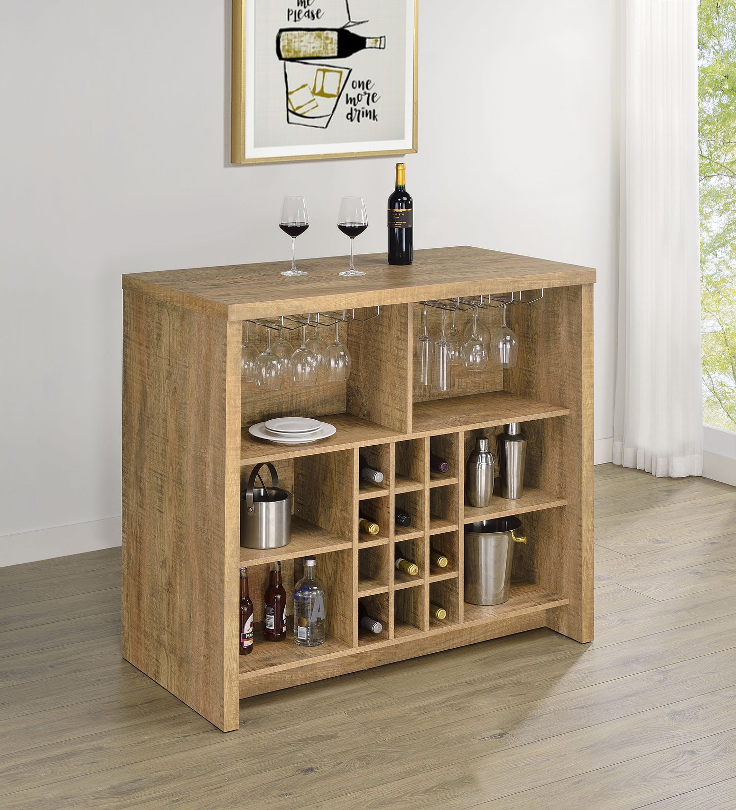 Topanga Engineered Wood Freestanding Home Bar Mango