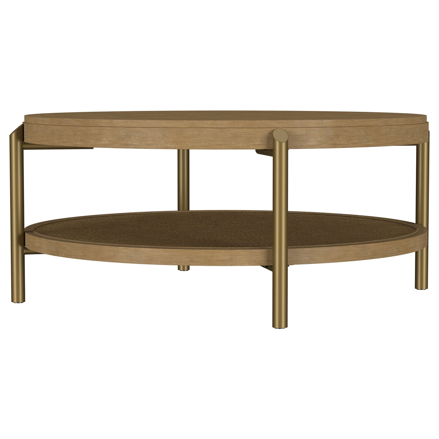 Arini Round Coffee Table With Storage Shelf Sand Wash