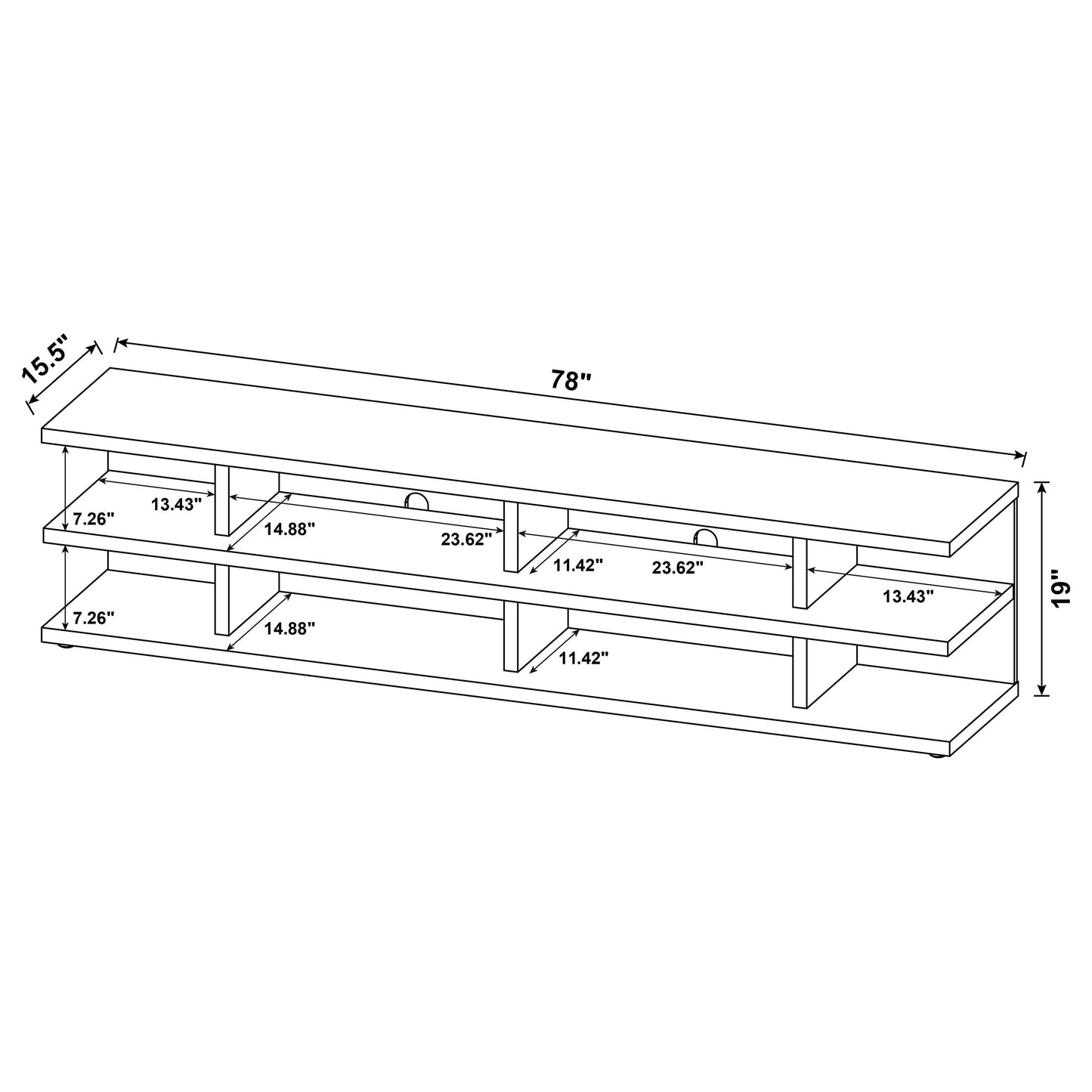 Cartmill 78-inch 2-tier TV Stand Media Console Mango