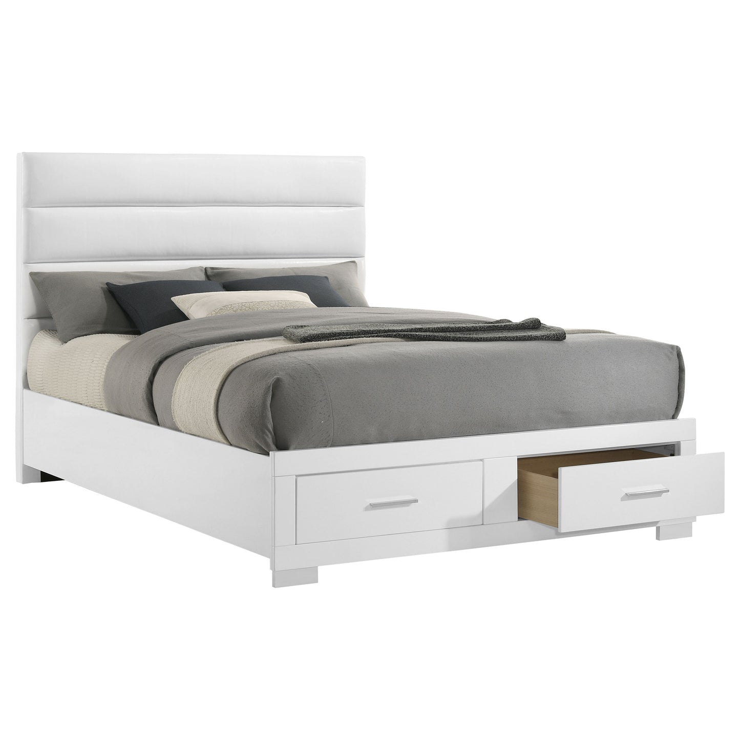 Felicity California King Storage Bed White High Gloss