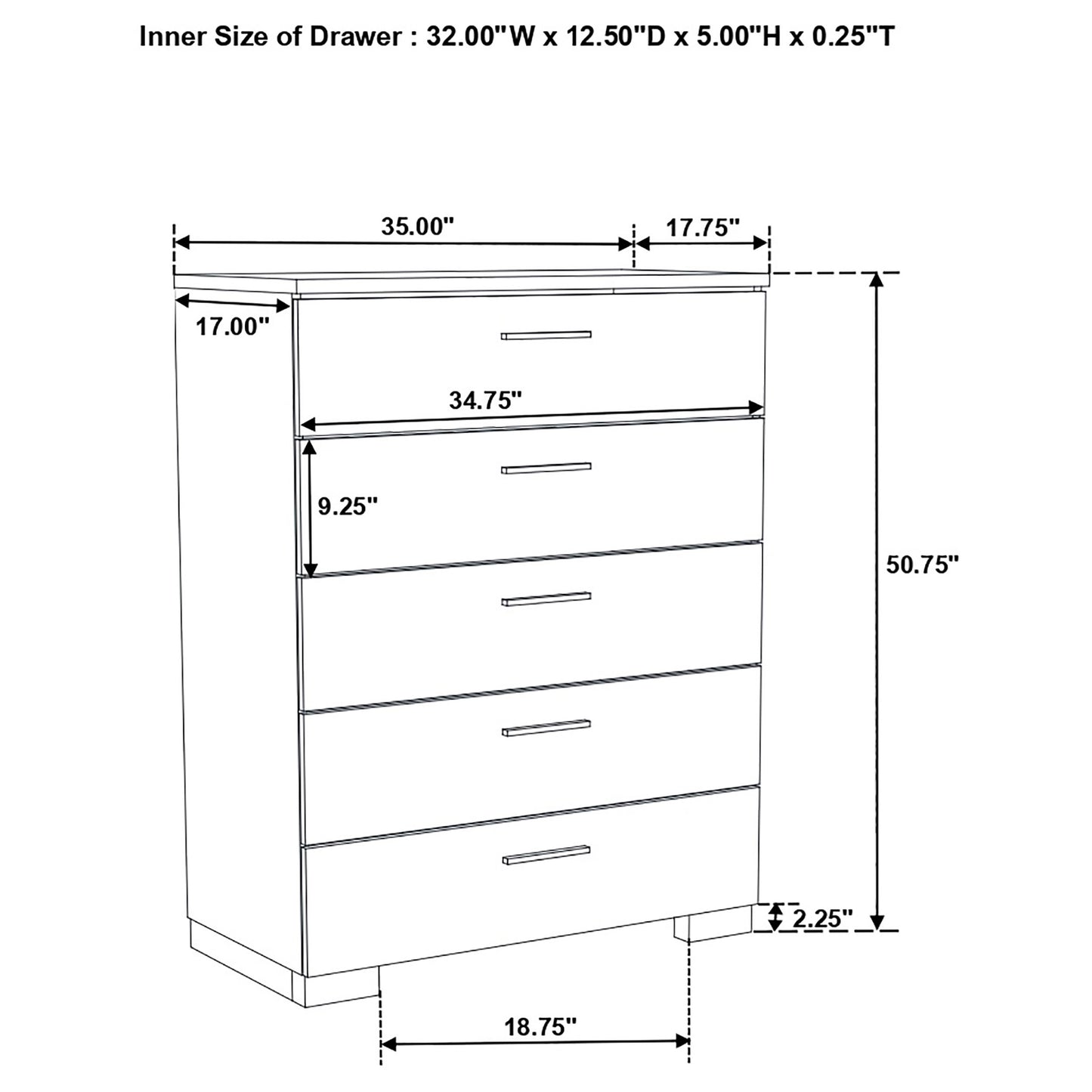 Felicity 5-piece Queen Platform Bedroom Set White