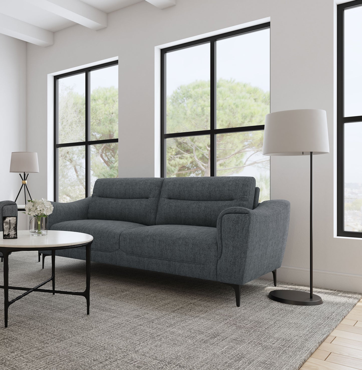 Nolan Upholstered Sloped Track Arm Sofa Charcoal