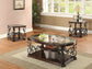 Laney 3-piece Glass Top Coffee and End Table Set Dark Merlot