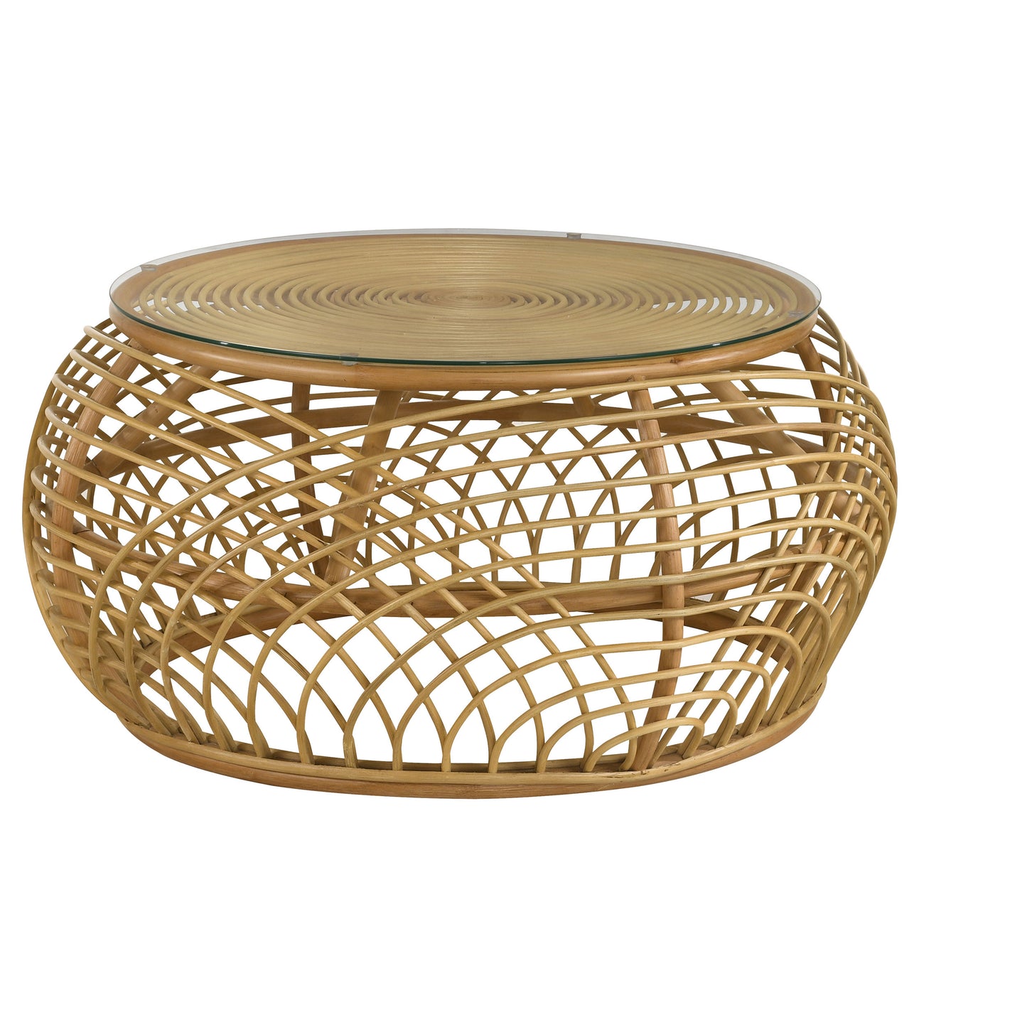 Dahlia 3-piece Round Rattan Coffee and End Table Set Natural