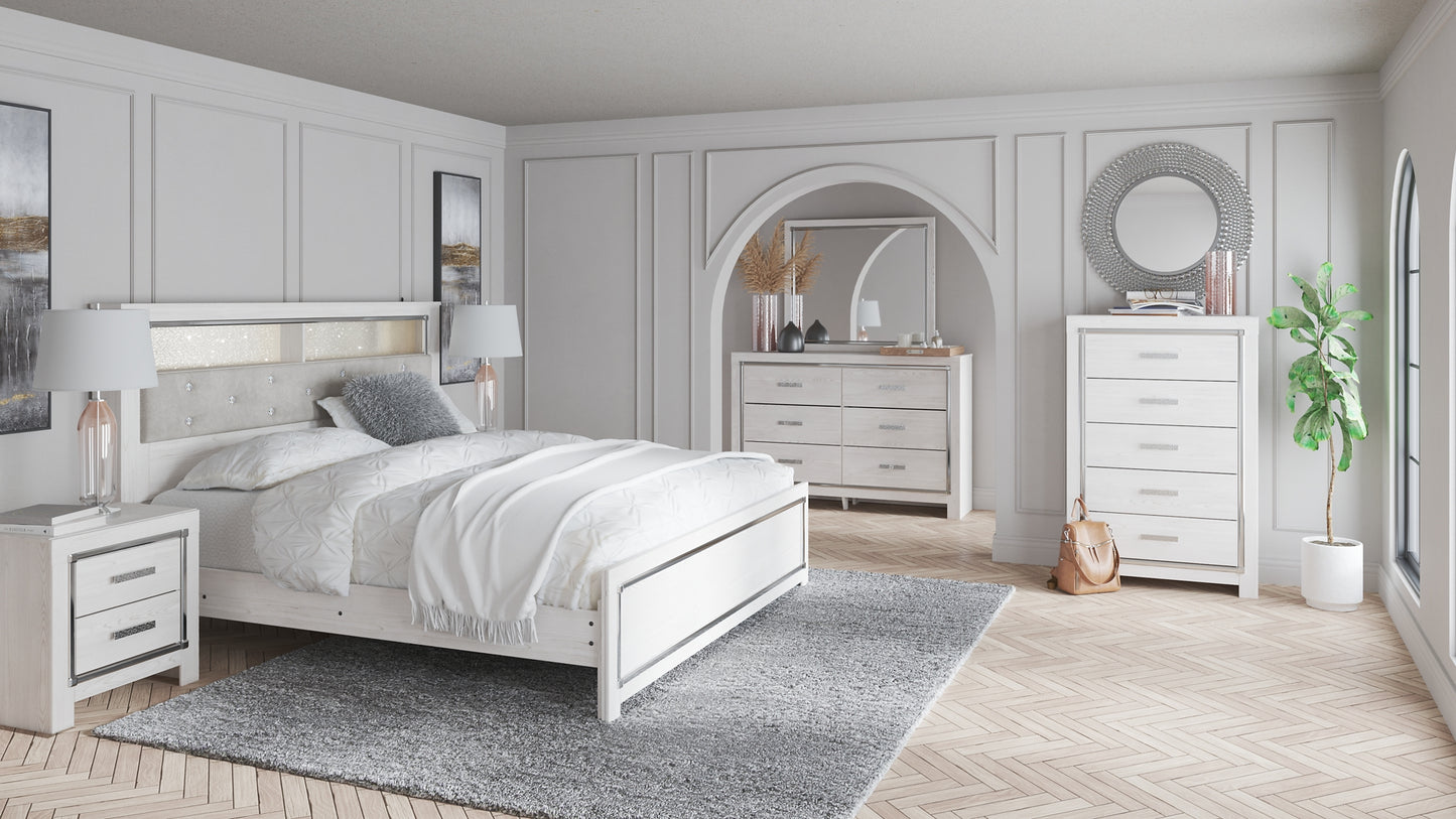 Altyra King Bookcase Headboard with Mirrored Dresser, Chest and Nightstand