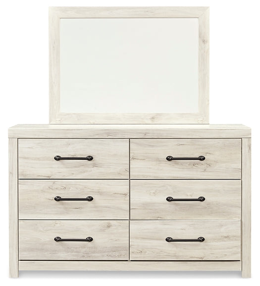 Cambeck King/California King Upholstered Panel Headboard with Mirrored Dresser, Chest and 2 Nightstands