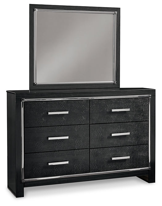 Kaydell Queen Upholstered Panel Storage Bed with Mirrored Dresser, Chest and Nightstand