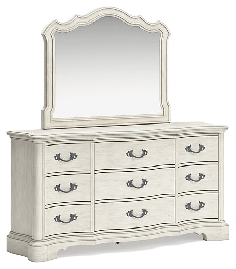 Arlendyne Queen Upholstered Bed with Mirrored Dresser, Chest and 2 Nightstands