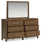 Cabalynn Queen Panel Bed with Storage with Mirrored Dresser and Chest