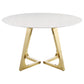 Gwynn Round 51-inch Marble Stainless Steel Dining Table Gold