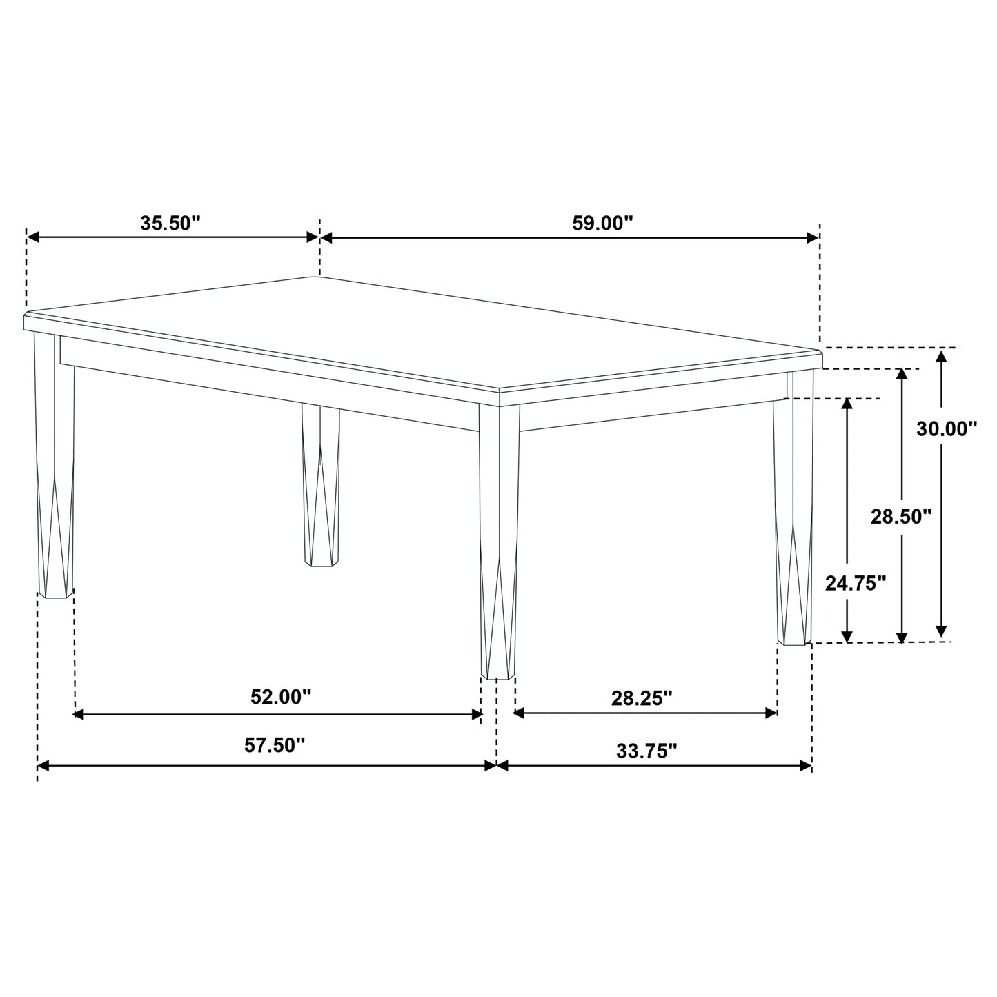 Appleton Rectangular 59-inch Dining Table Washed Black