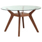 Paxton Round 48-inch Glass Top Wood Dining Table Nutmeg