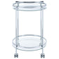 Chrissy Round Glass Shelf Metal Bar Cart Chrome