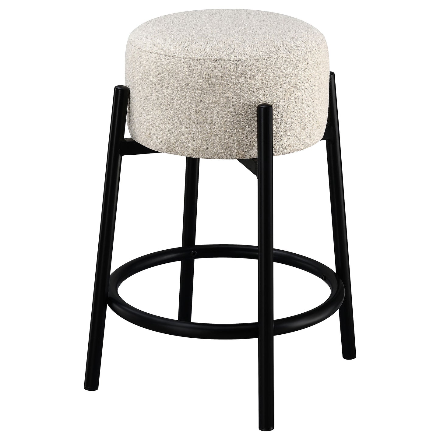 Leonard Upholstered Backless Counter Stool White (Set of 2)