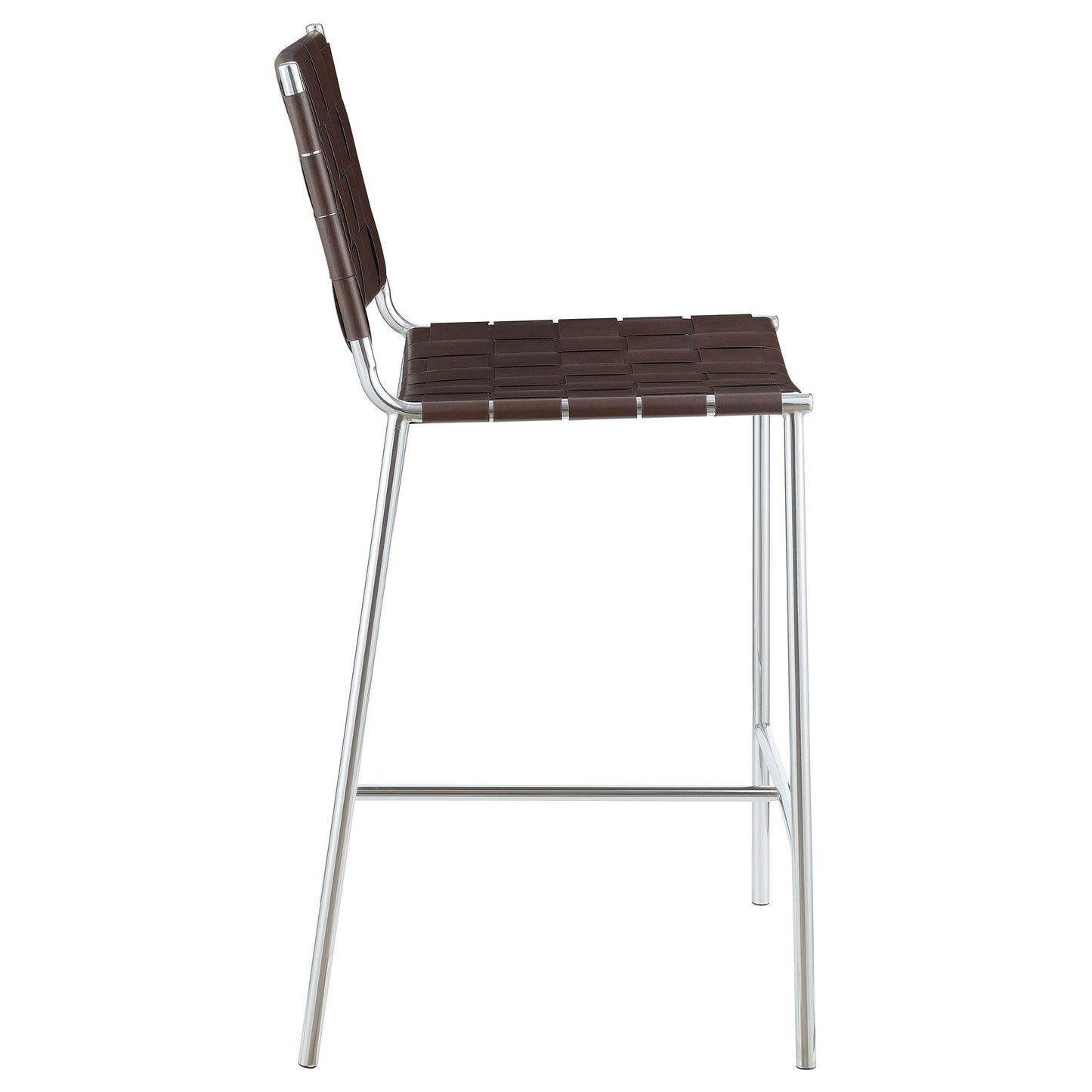 Adelaide Upholstered Counter Height Stool Brown and Chrome