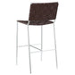 Adelaide Upholstered Pub Height Bar Stool Brown and Chrome