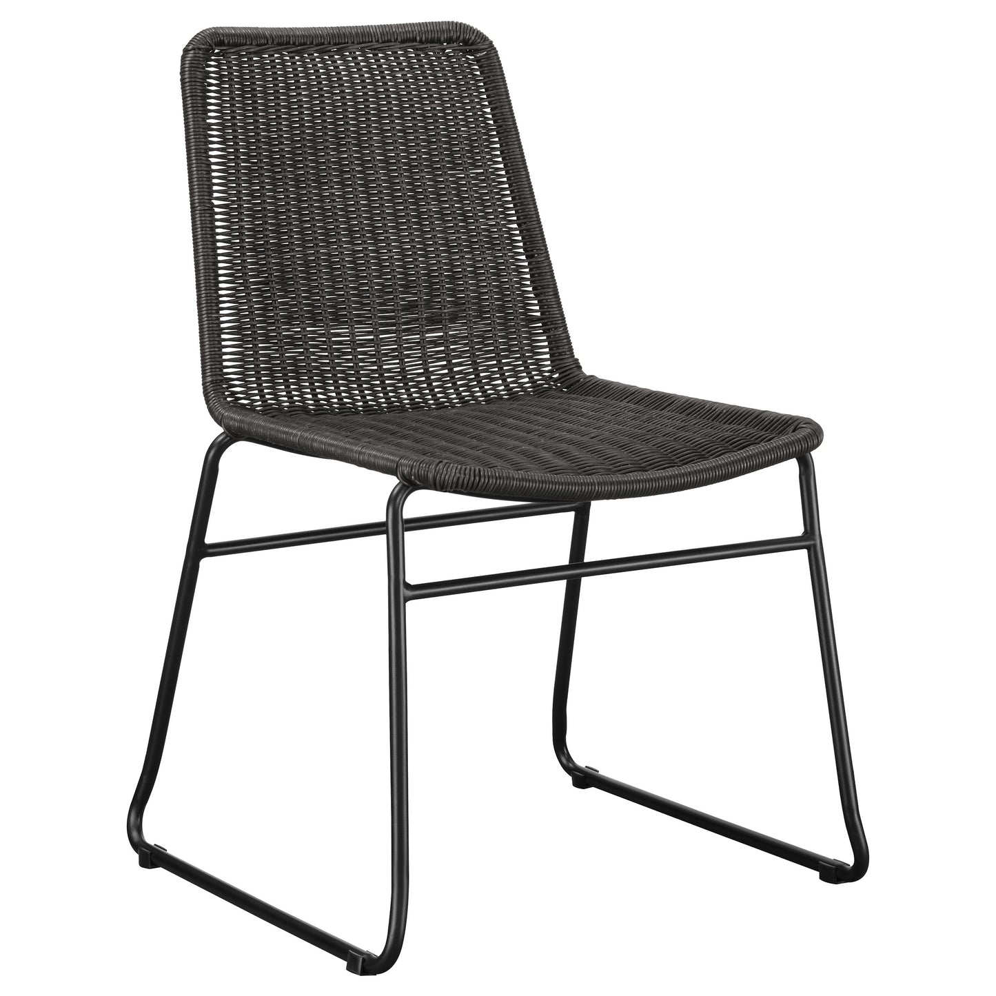 Dacy Faux Rattan Metal Dining Side Chair Brown (Set of 2)