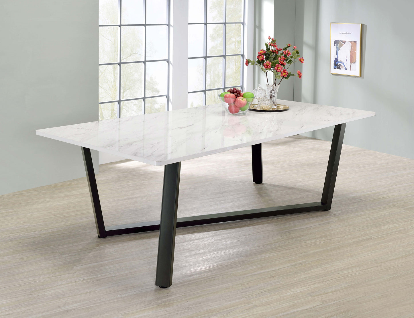 Mayer Rectangular 87-inch Faux Marble Dining Table White