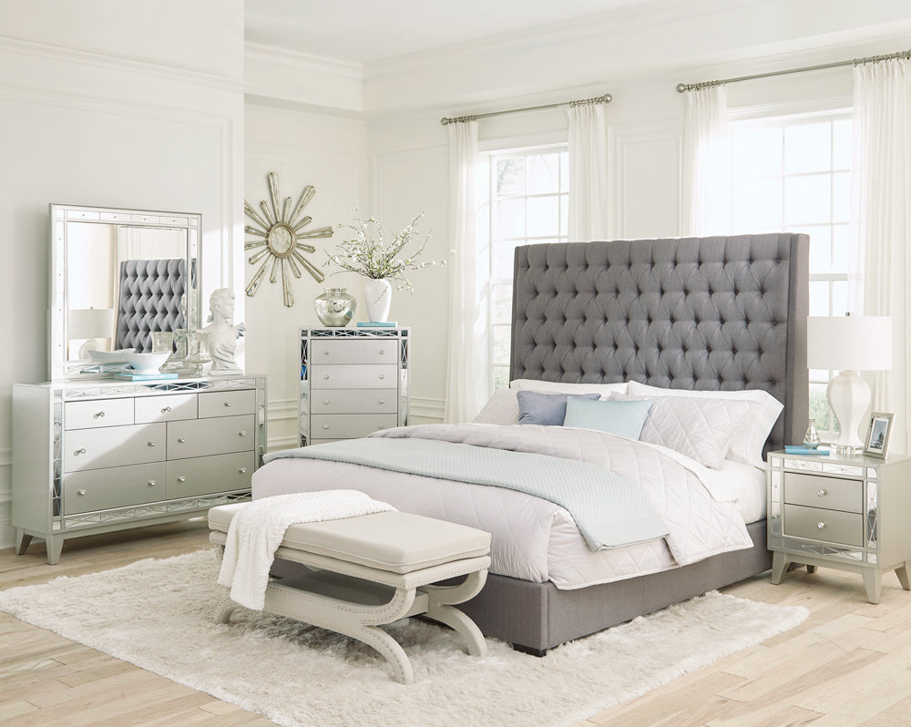 Camille 5-piece Eastern King Bedroom Set Metallic Mercury