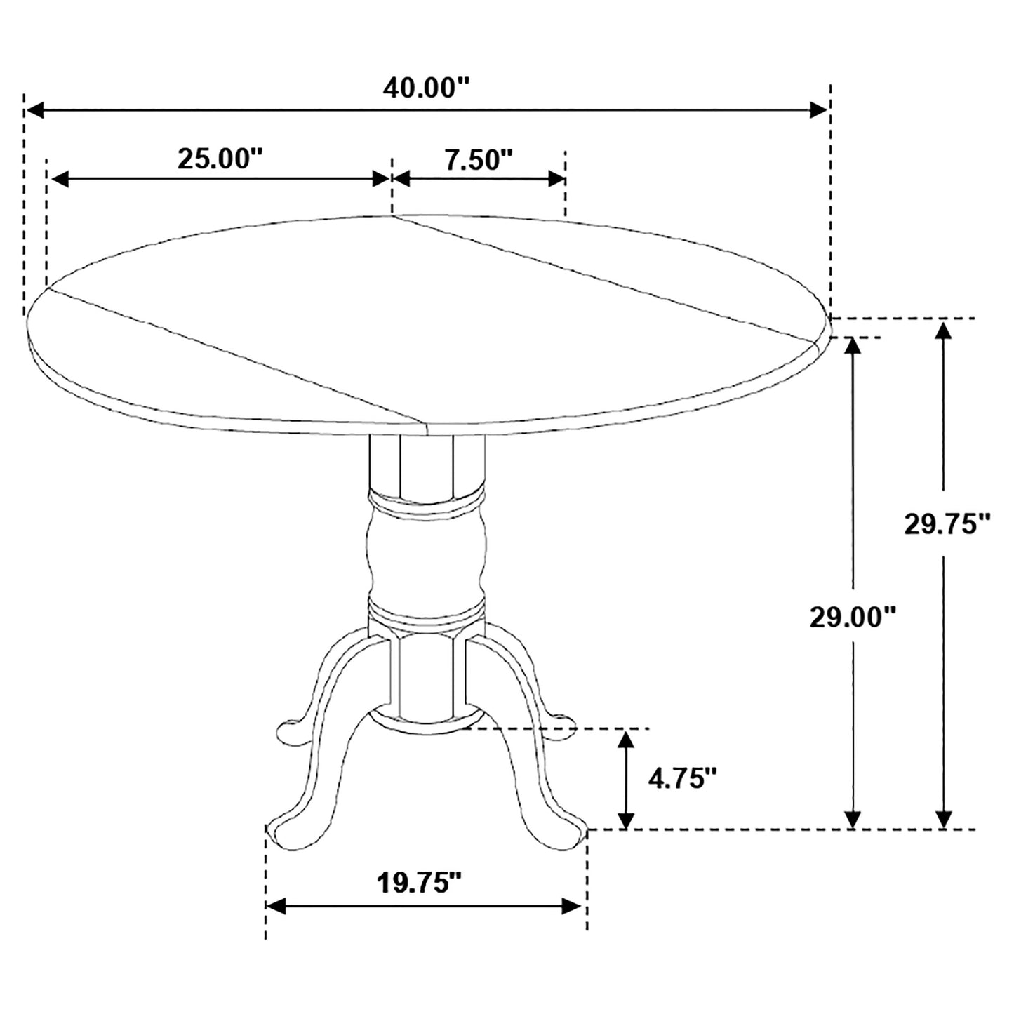 Allison Round 40-inch Drop Leaf Extension Dining Table White