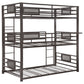 Rogen Metal Twin Triple Bunk Bed Dark Bronze