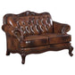 Victoria Full Leather Upholstered Rolled Arm Loveseat Brown