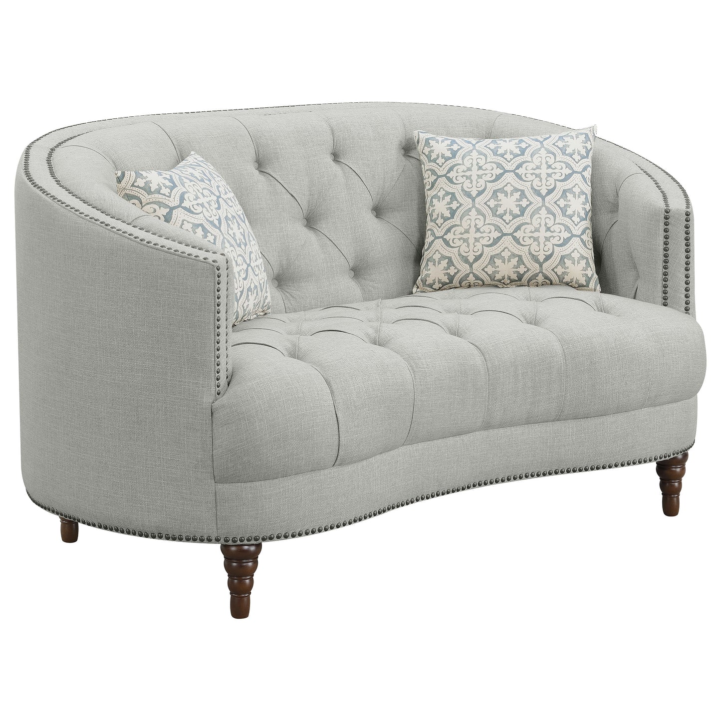 Avonlea Upholstered Sloped Arm Loveseat Grey Fabric