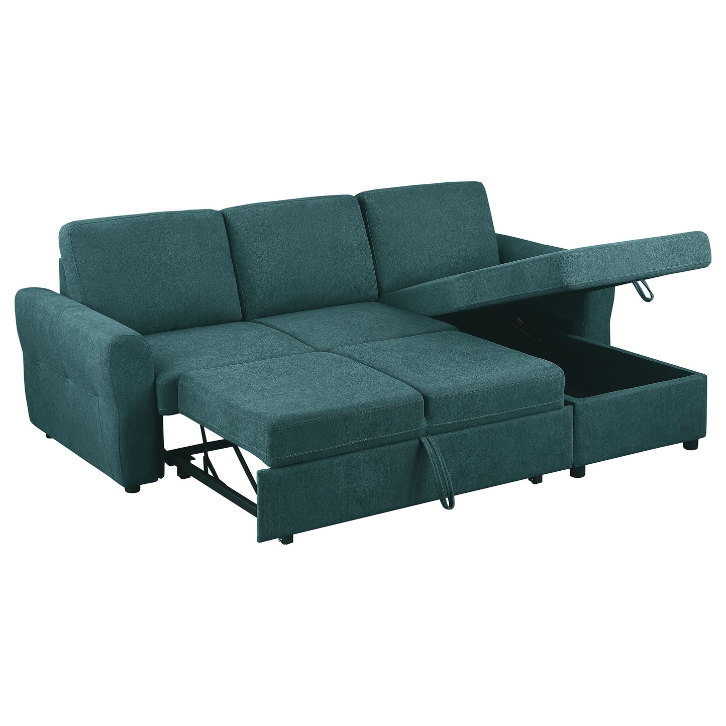 Samantha Upholstered Storage Sleeper Sectional Sofa Teal