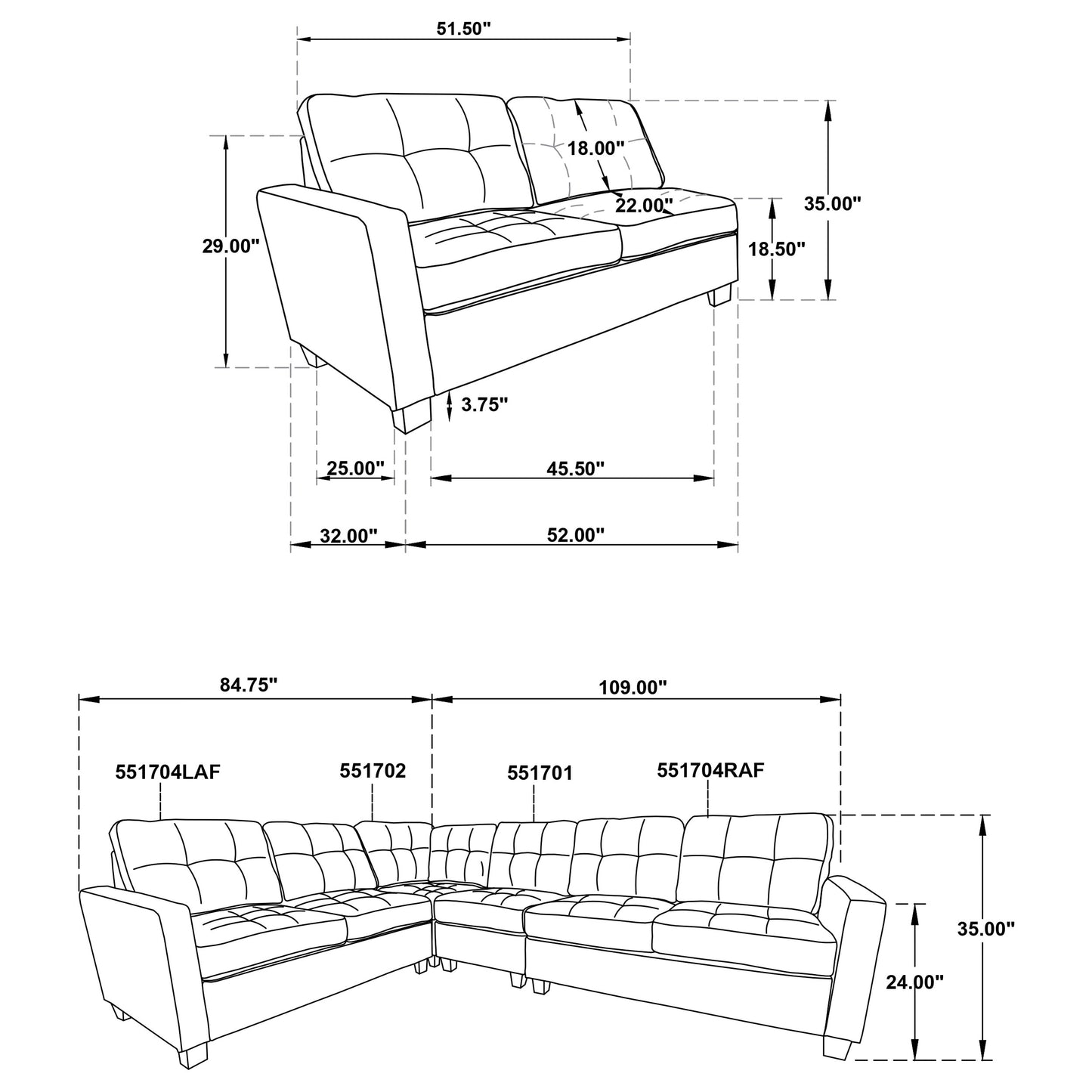 Georgina 4-piece Upholstered Modular Sectional Steel Grey