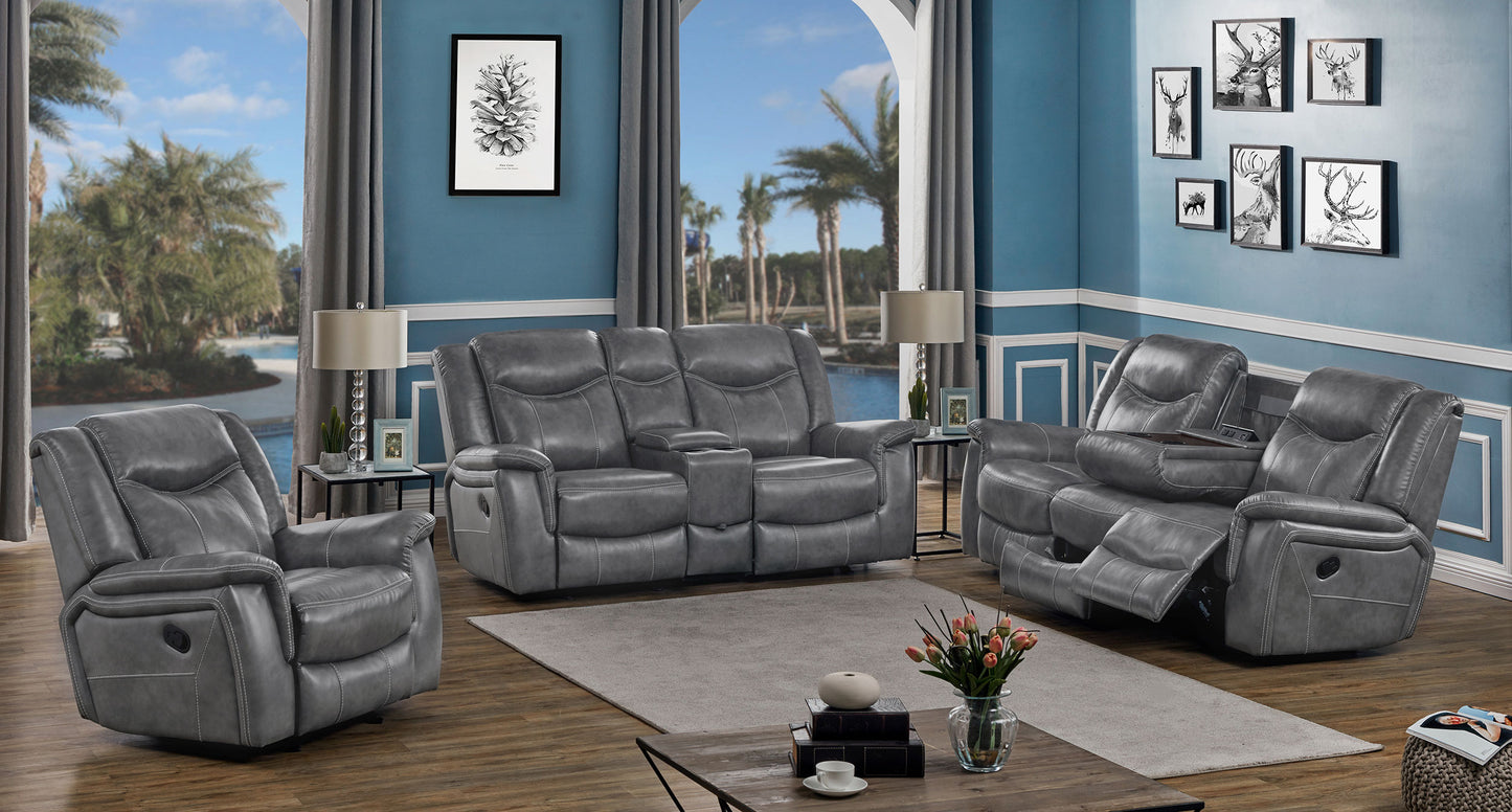 Conrad Upholstered Padded Arm Glider Recliner Grey