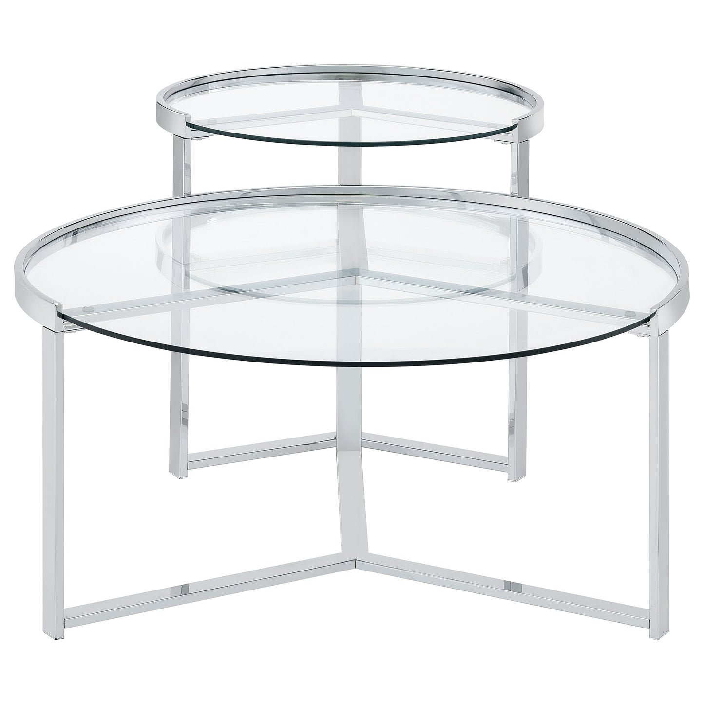 Delia 2-Piece Round Glass Top Nesting Coffee Table Chrome