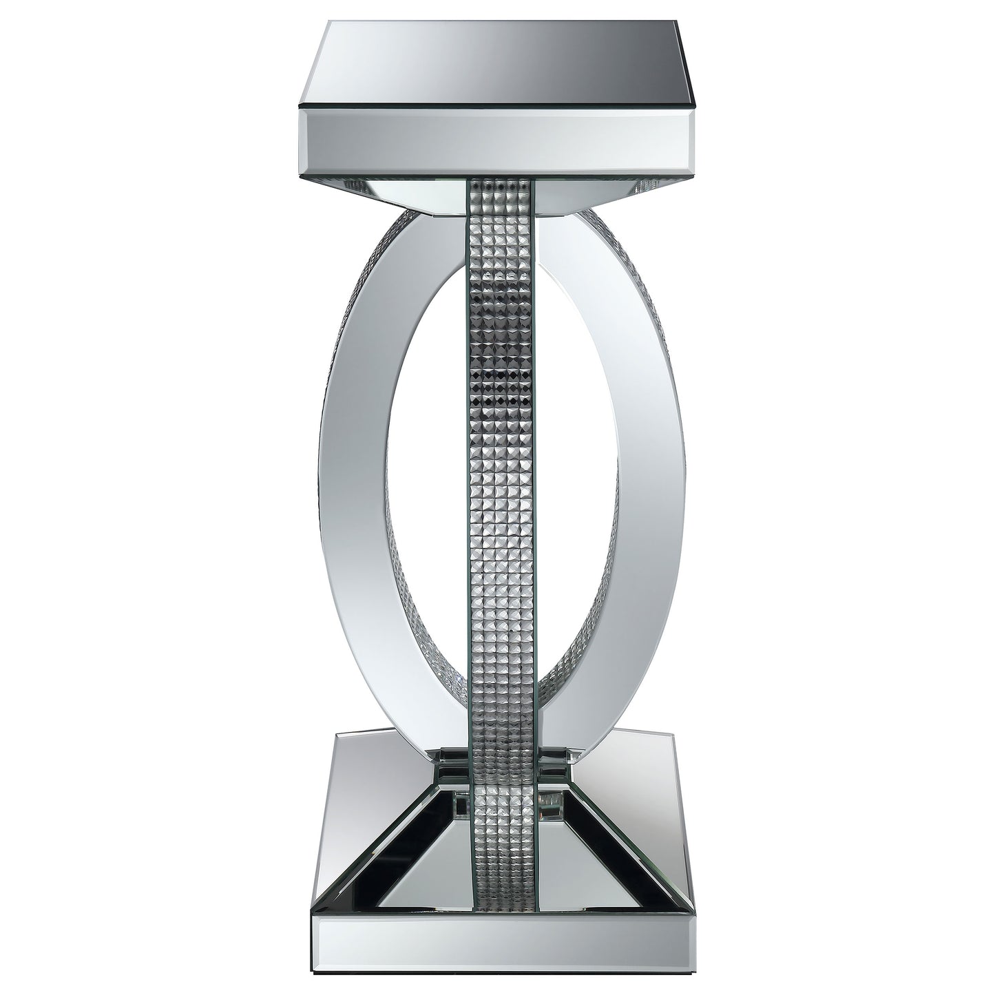 Amalia Square Mirrored Acrylic Crystal Side End Table Silver