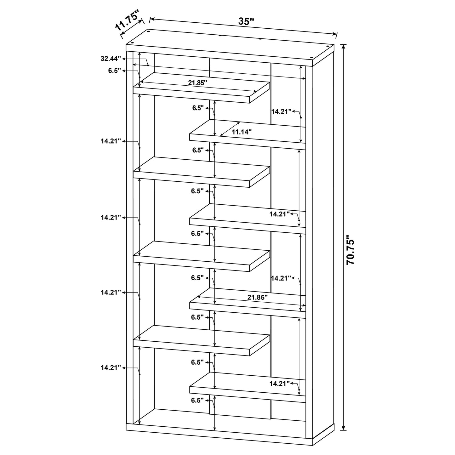 Altmark 71-inch 8-shelf Open Bookcase Cappuccino