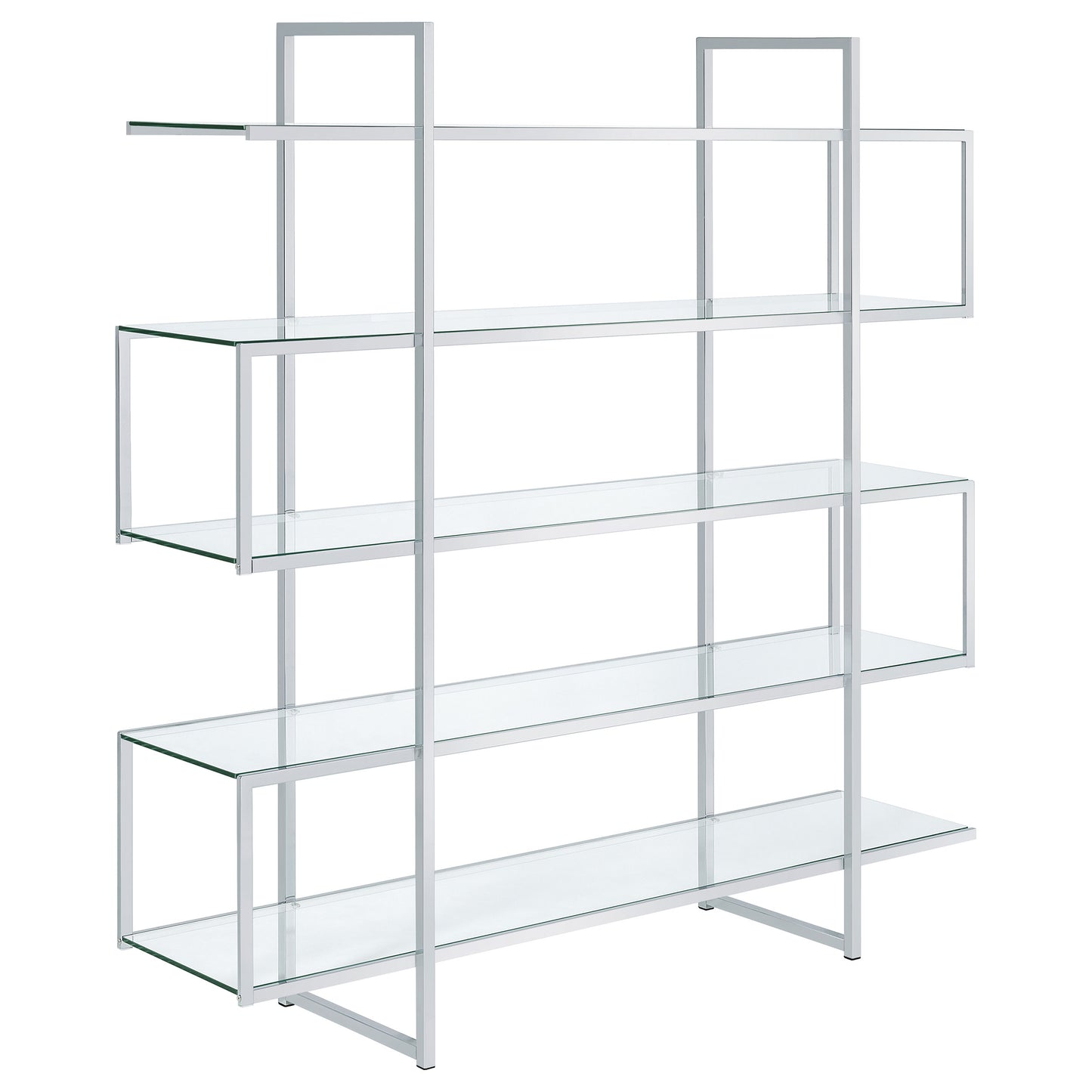 Elmer 63-inch 5-shelf Bookshelf Clear and Chrome