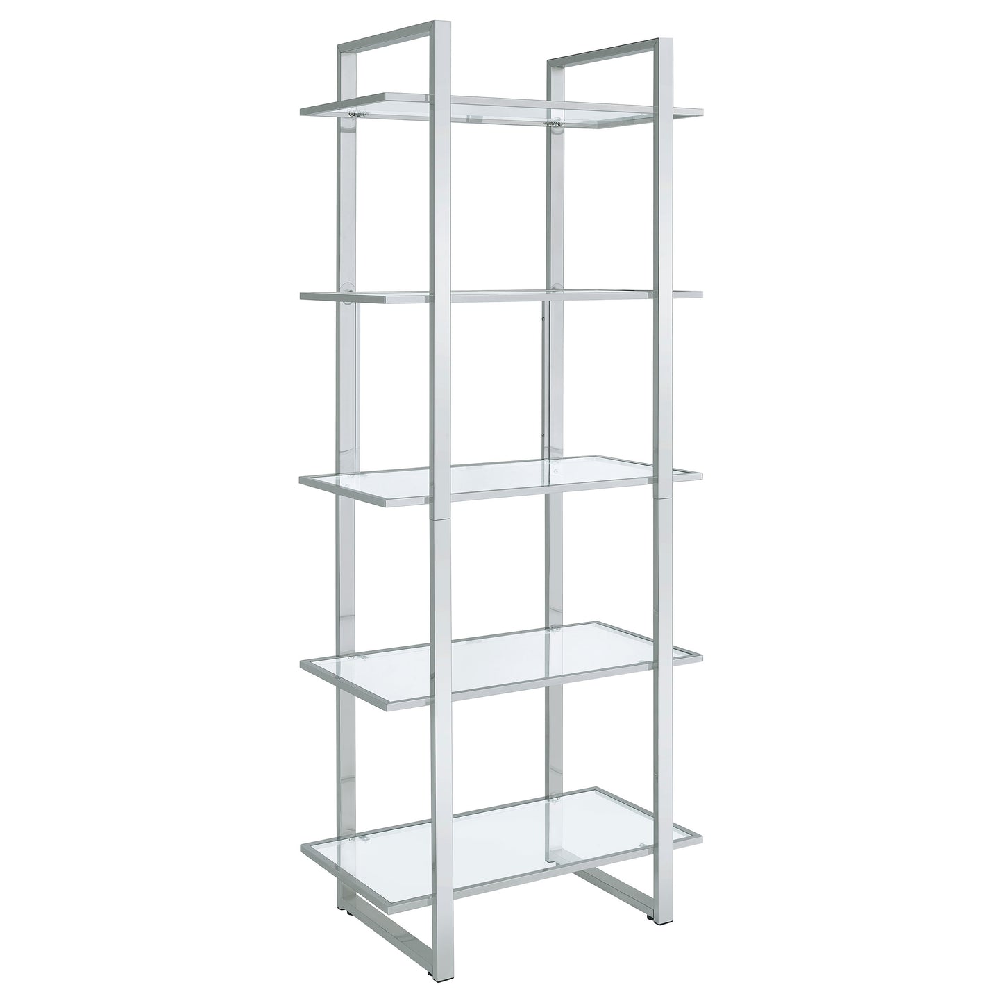 Hartford 79-inch 5-shelf Glass Bookshelf Chrome