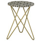 Xenia Round Bone Inlay Accent Side Table White and Gold