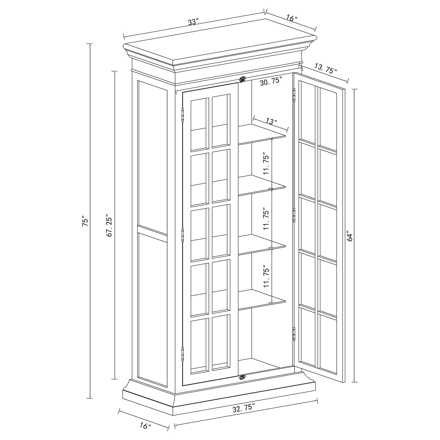 Tammi 2-door Wood Tall Cabinet Distressed White and Brown