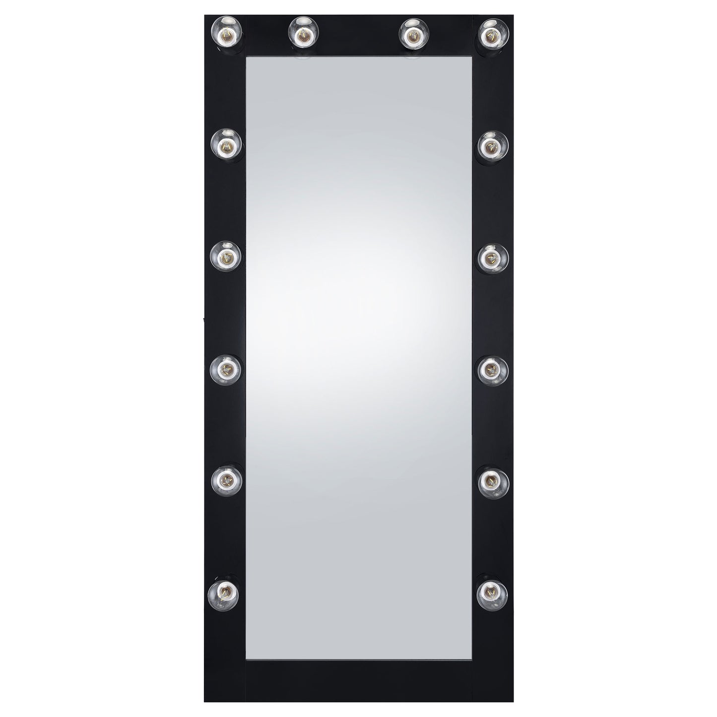 Zayan 32 x 71 Inch Floor Mirror LED Lighting Black Gloss