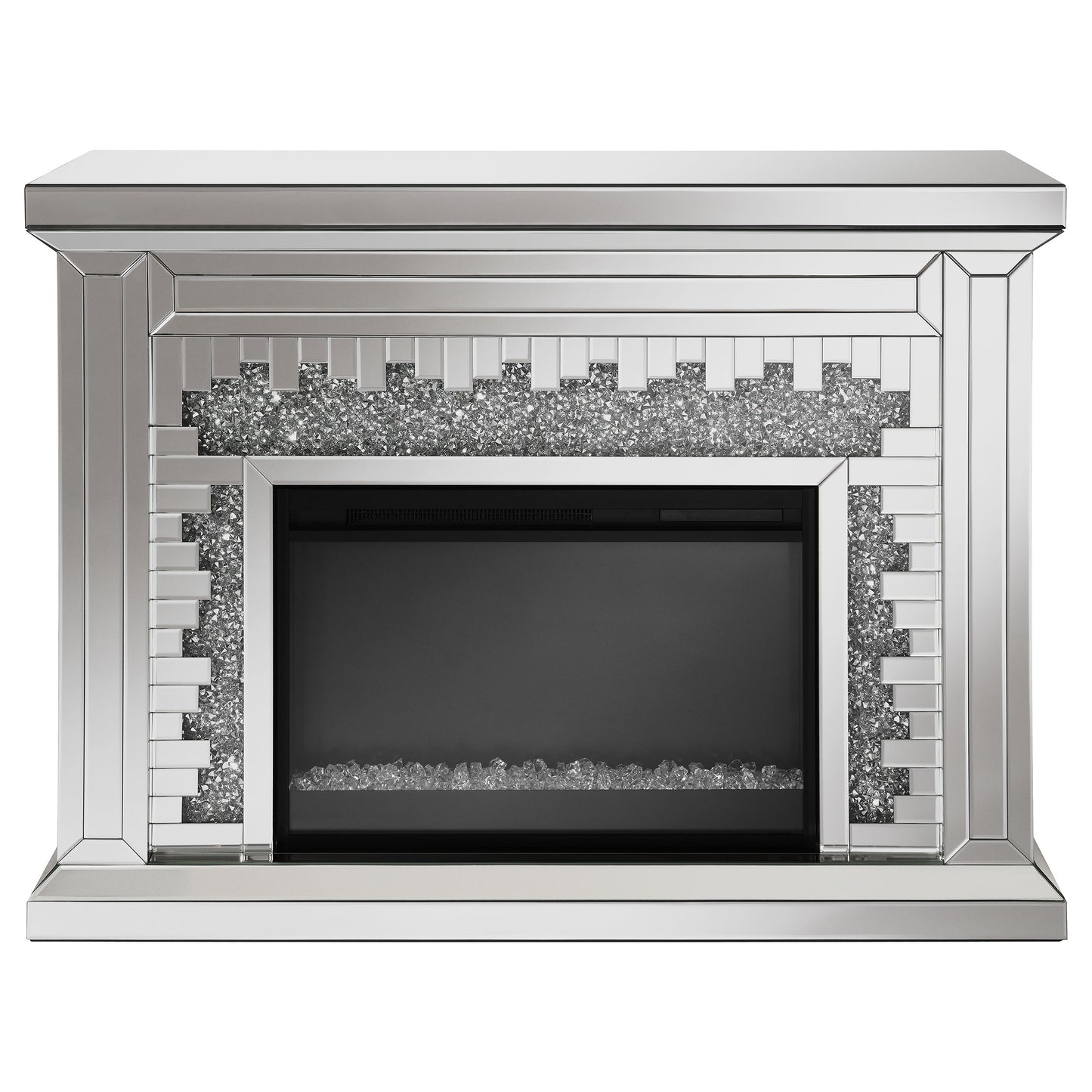 Gilmore Mirrored Freestanding Electric Fireplace Silver