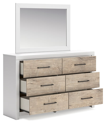 Charbitt Full Panel Bed with Mirrored Dresser and Nightstand